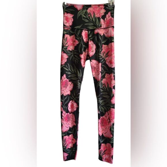 BEYOND YOGA Lux Floral High-Rise Full-Length Leggings Black Pink Women's Small - Picture 1 of 8